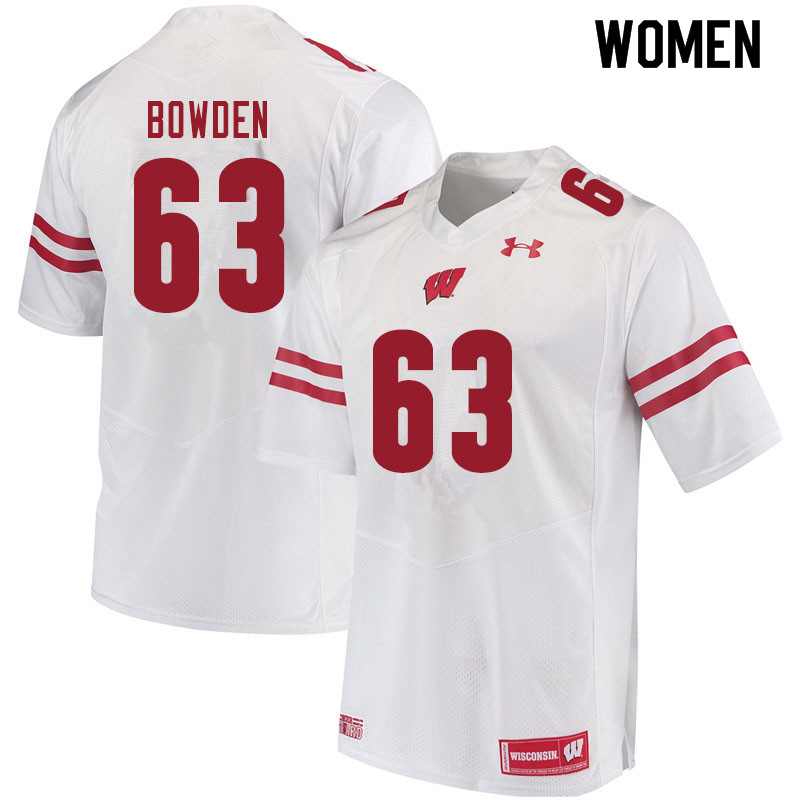 Women #63 Peter Bowden Wisconsin Badgers College Football Jerseys Sale-White - Click Image to Close
